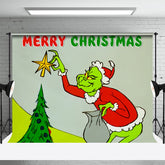 Aperturee - Green Monster Steal Xmas Tree Christmas Backdrop